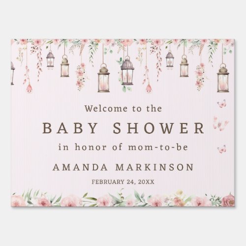 Little Fairy Enchanted Pink Baby Shower Sign