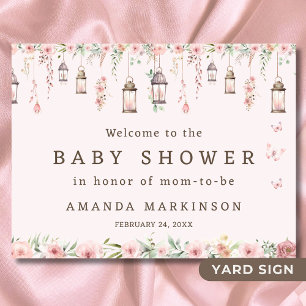 Little Fairy Enchanted Pink Baby Shower Sign