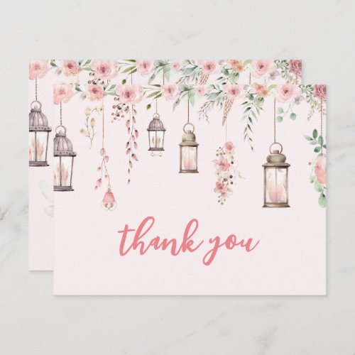 Little Fairy Enchanted Pink Baby Shower Thank You Card