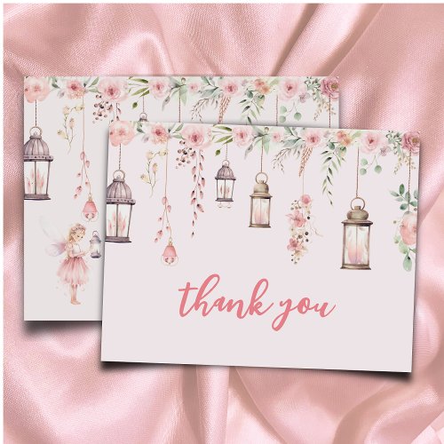 Little Fairy Enchanted Pink Baby Shower Thank You Card