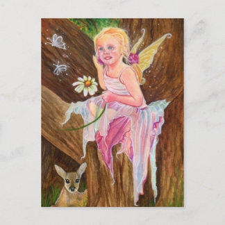 Little fairy fawn spring postcard