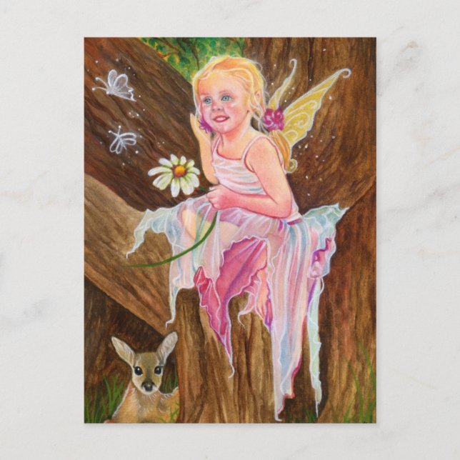 Little fairy fawn spring postcard (Front)