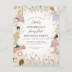Little Fairy First Birthday Enchanted Garden Girl Postcard