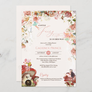 Little Fairy Floral Garden Baby Girl Shower Invitation