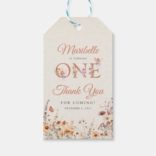 Little Fairy Floral Garden First Birthday Gift Tags