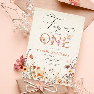Little Fairy Floral Garden First Birthday Invitation