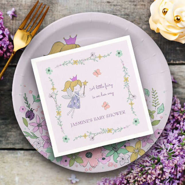 Little Fairy Flower Garden Any Occasion Lilac Napkins (Fairy napkins to personalize for any occasion)