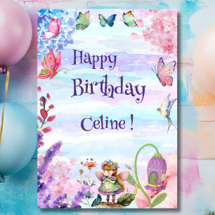 Little fairy Happy Birthday greeting Card