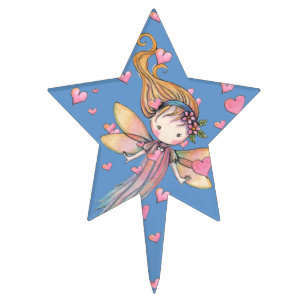 Little Fairy in Hearts Cake Topper