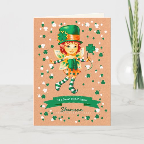 Little Fairy Irish Girl Custom St Patricks Day Card