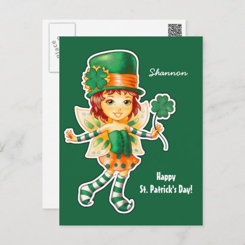 Little Fairy Irish Girl St Patricks Day Custom Postcard