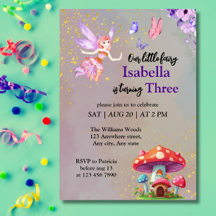 Little Fairy Mushroom House Butterflies Any Age Invitation