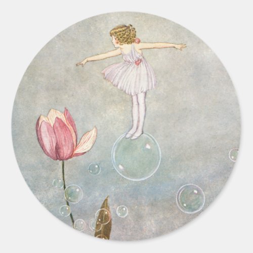 Little Fairy on a Bubble Classic Round Sticker