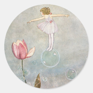 Little Fairy on a Bubble Classic Round Sticker