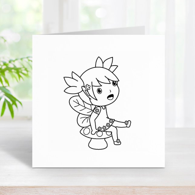 Little Fairy on a Toadstool Rubber Stamp (Creator Uploaded)
