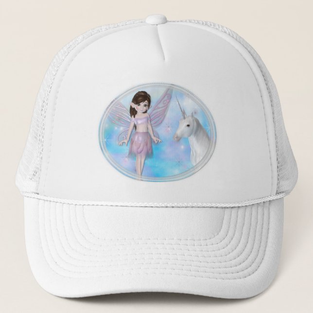 Little Fairy w/Unicorn Designs Trucker Hat (Front)