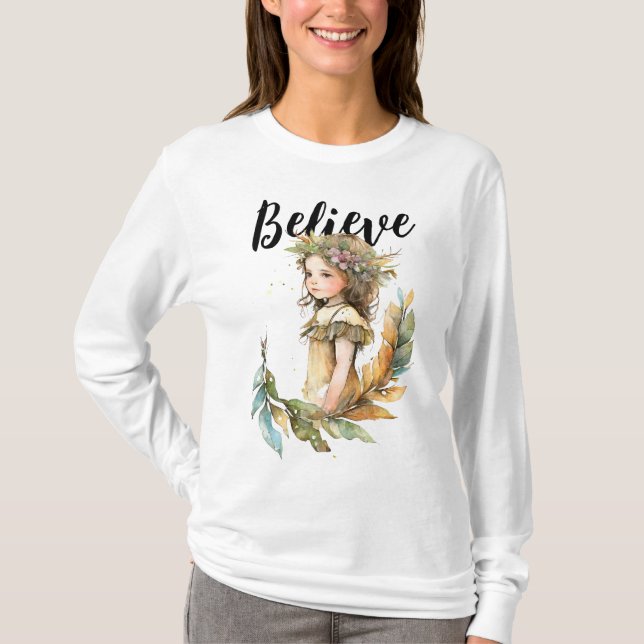 Little Fairy Watercolor Art T-Shirt (Front)