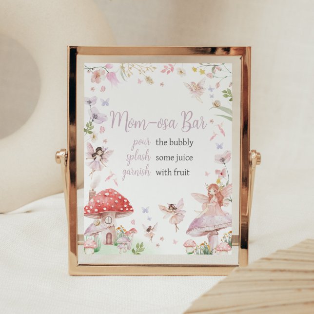 Little Fairy Whimsical Baby Shower Mom Osa Poster (Whimsical Little Fairy Baby Shower Mom Osa Bar Sign)