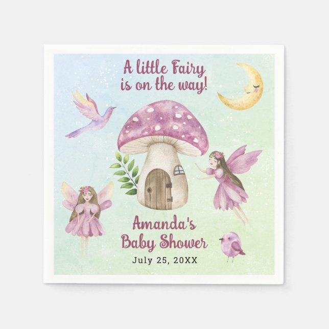 Little Fairy Whimsical Baby Shower Napkins (Front)