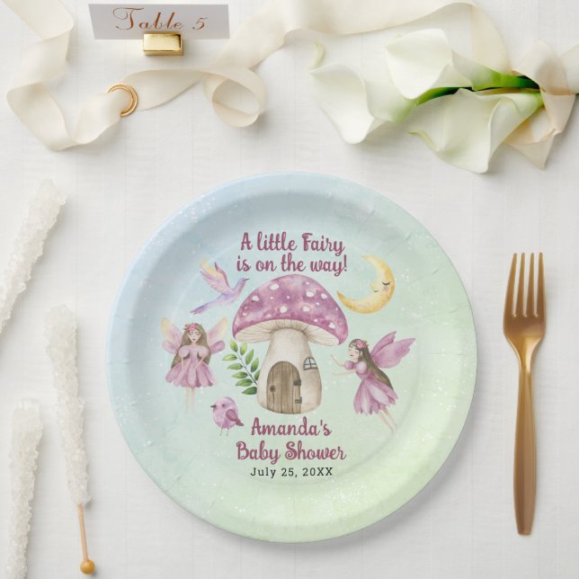 Little Fairy Whimsical Baby Shower Paper Plates (Wedding)