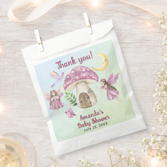 Little Fairy Whimsical Baby Shower Thank you Favor Bag (Clipped)