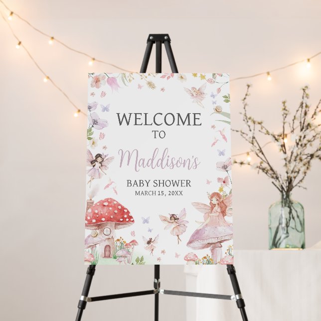 Little Fairy Whimsical Baby Shower Welcome Sign (In Situ (Stand))
