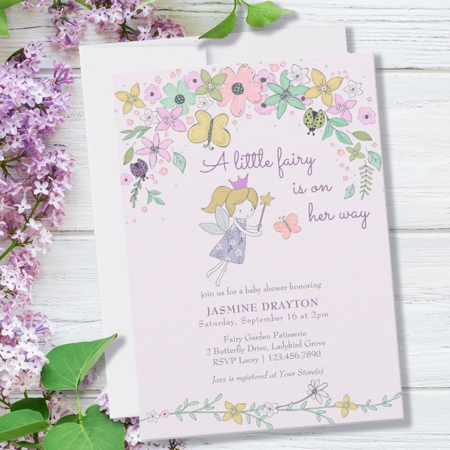Little Fairy Whimsical Flower Garden Baby Shower Invitation (Creator Uploaded)