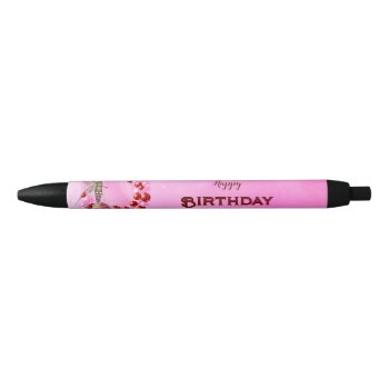 Little Fairy Wish You A Happy Birthday Black Ink Pen by stylishdesign1 at Zazzle