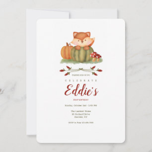 Little Fall Fox Birthday Party Invitation