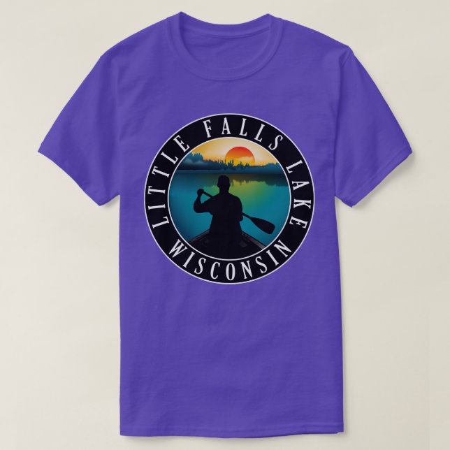Little Falls Lake Wisconsin Canoeing T-Shirt (Design Front)