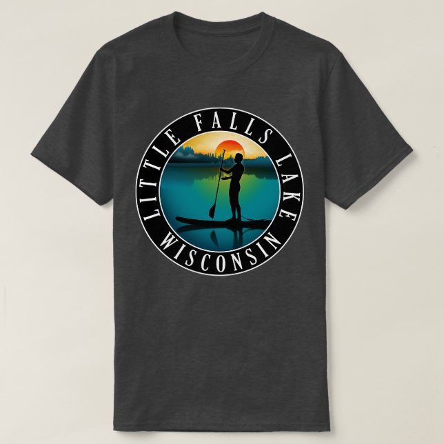 Little Falls Lake Wisconsin Paddleboarding T-Shirt (Design Front)