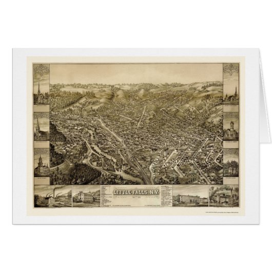 Little Falls, NY Panoramic Map - 1881 Cards (Front Horizontal)