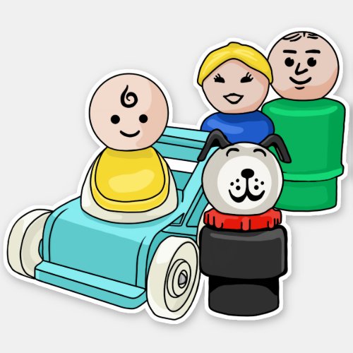 Little Family With Baby Stroller Sticker