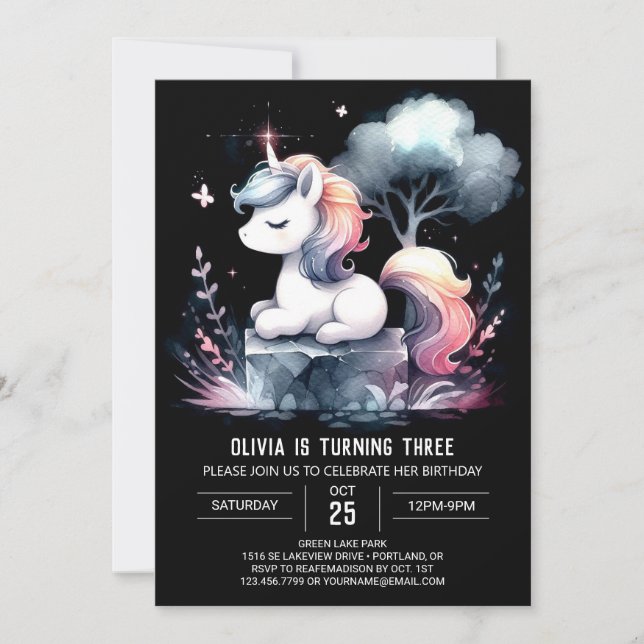 Little Fantasy Horse Birthday Invitation (Front)