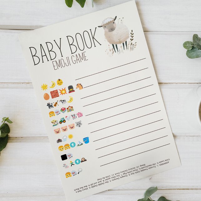 Little Farm Animals Baby Shower Book Emoji Game Flyer (Creator Uploaded)