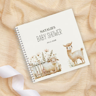 Little Farm Nursery Animals Baby Shower Guest Notebook