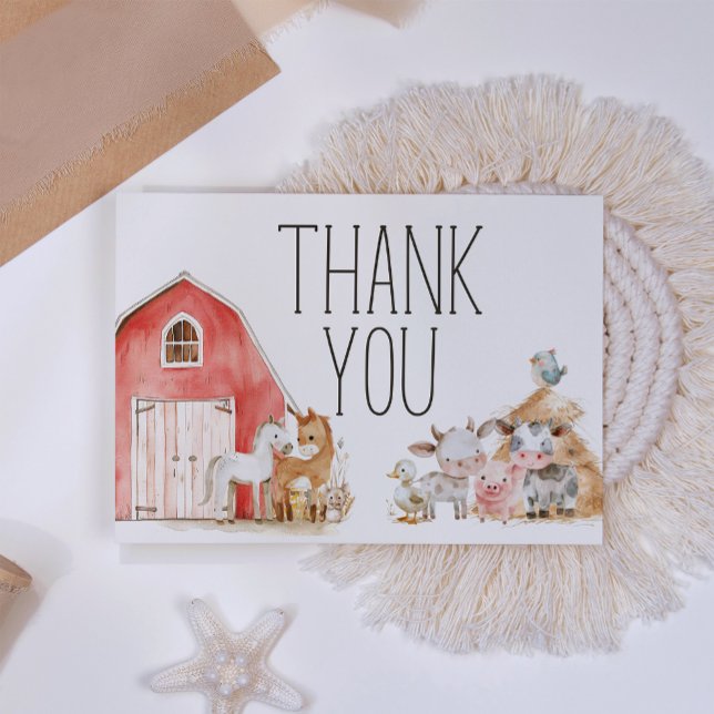 Little Farm Nursery Animals Baby Shower Thank You Card (Creator Uploaded)