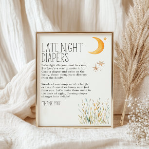 Little Farm Nursery Baby Shower Late Night Diaper Poster