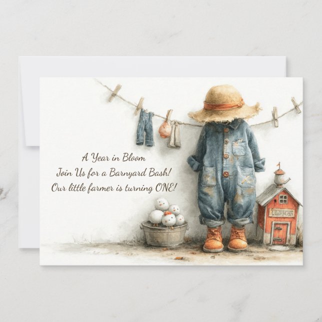 Little Farmer 1st Birthday Celebration Invitation (Front)