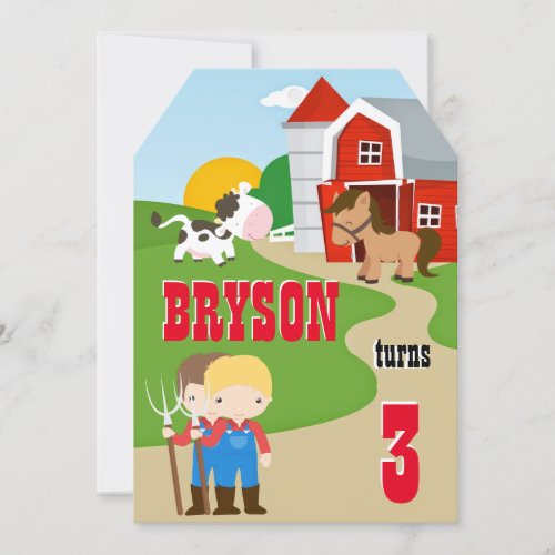 Little Farmer Boy Birthday Invitation