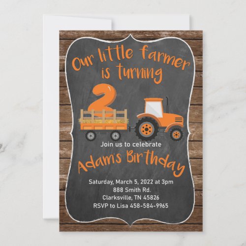 Little Farmer Tractor Birthday Invitations