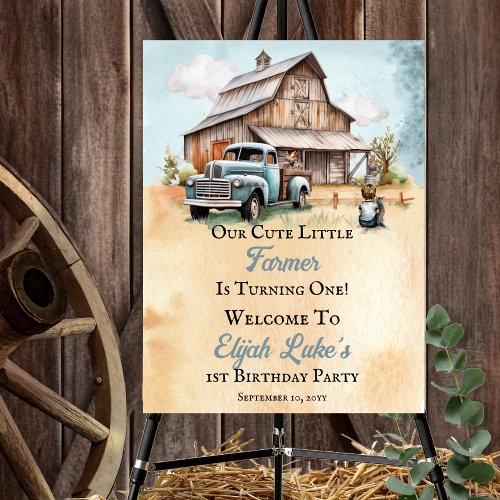 Little Farmer Turning One 1st Birthday Party Foam Board