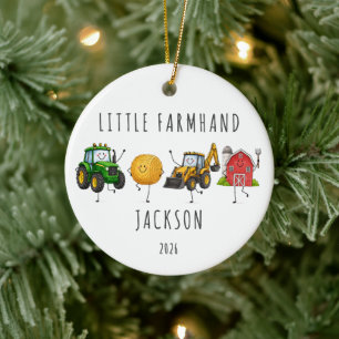 Little Farmhand Personalized Kids Farm  Ceramic Ornament