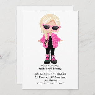 Little Fashion Girl Party Photo Invitation