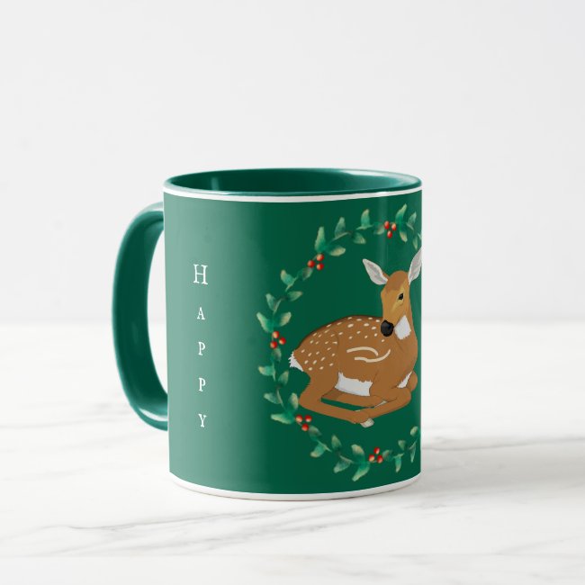 Little Fawn and Garland Christmas Mug