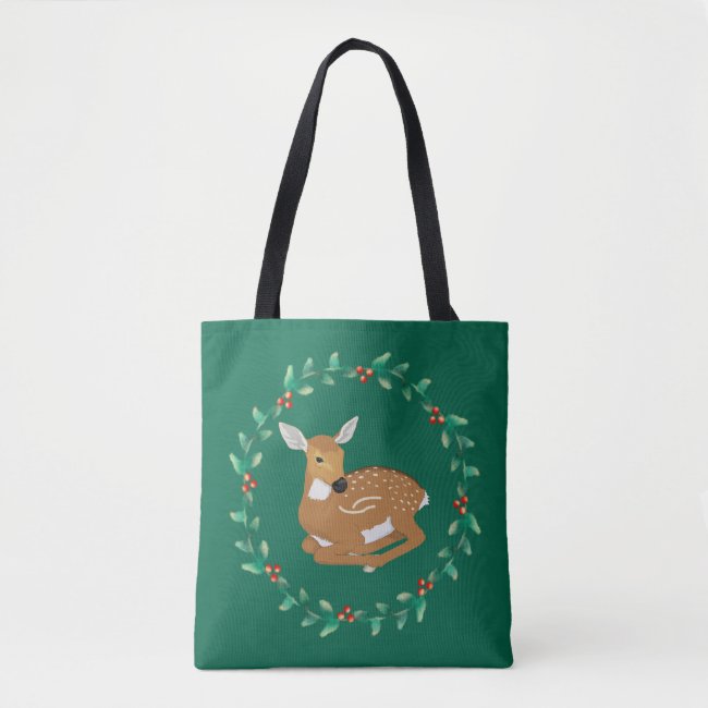 Little Fawn and Garland Christmas Tote Bag