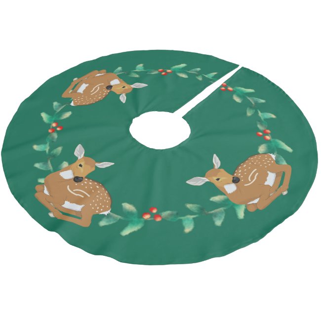 Little Fawn and Garland Christmas Tree Skirt