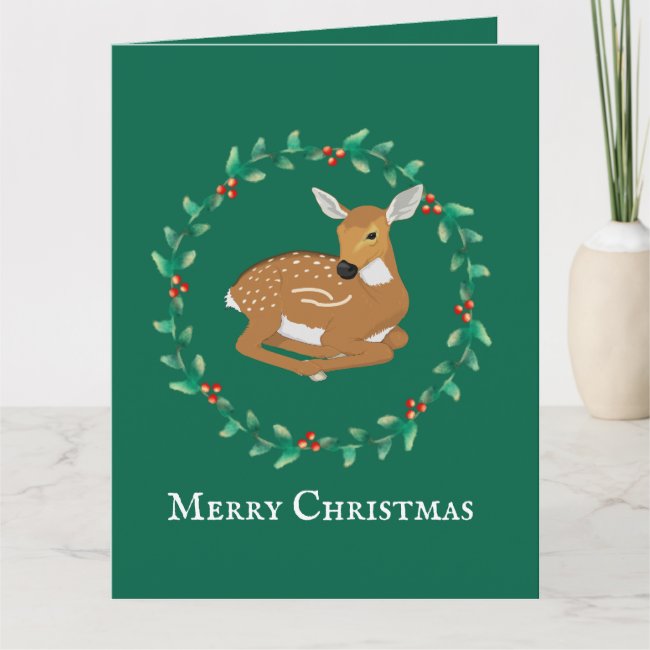 Little Fawn and Garland Design Christmas Greeting 