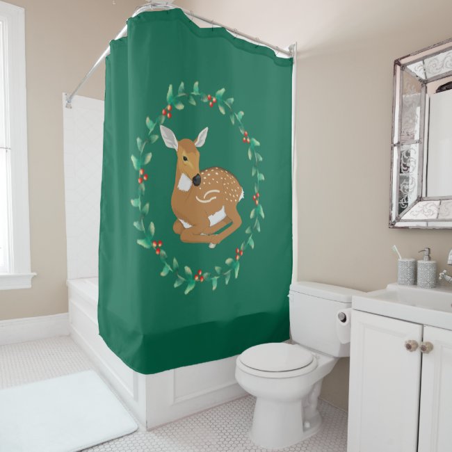 Little Fawn and Garland Design Shower Curtain