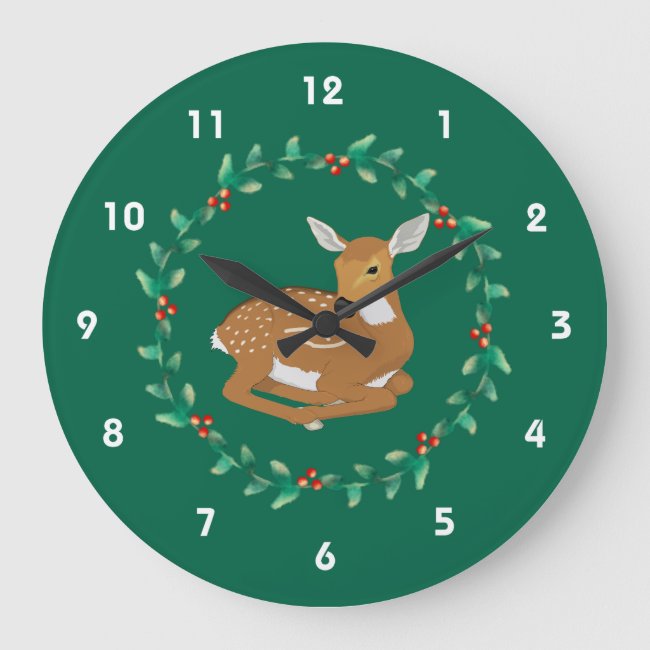 Little Fawn and Garland Wall Clock